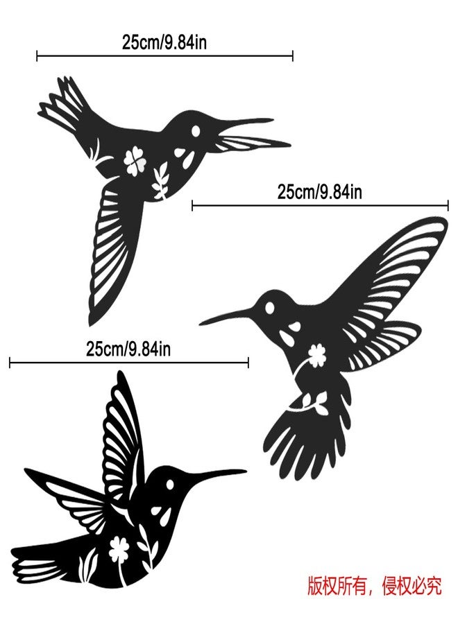 Daogtc Metal Hummingbird Wall Art Decor-Black Metal Wall Art,Bird Wall Sculpture for Home Kitchen Patio Bedroom Living Room Bathroom(3 Pack) - Image 5
